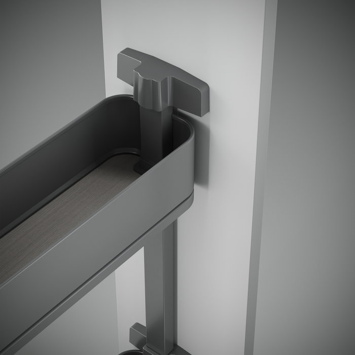 Emuca Porte-bouteilles latéral extractible Harmony avec fermeture amortie, Module largeur 200mm hauteur 800mm, Acier et Bois, Gris anthracite