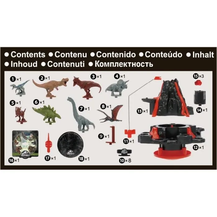 Epoch Games - Jurassic World Shaky Volcano - Jeu de Société avec Volcan en Éruption et Dinosaures à Sauver - EPOCH GAMES