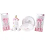 Fun House Lot Vaisselle Licorne pour Enfant avec Peluche - 006319 - 2 Assiettes Creuses et 2 Sets de Couverts