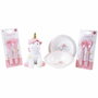 Fun House Lot Vaisselle Licorne Rose avec Peluche