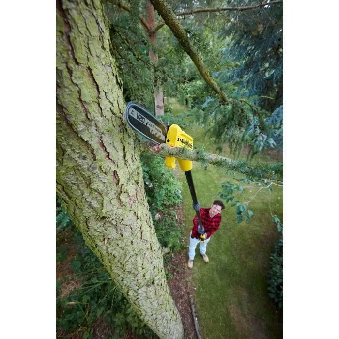 Stanley Fatmax Élagueuse sur Perche sans Fil 18V, SFMCPS415B-XJ, Guide-Chaîne 20 cm, Longueur Max. 4.5 m