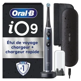 Oral-B iO9 Series Noir Onyx - Brosse à dents électrique rechargeable avec 2 brossettes