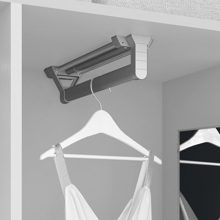 Emuca Porte-vêtements extractible pour armoire, Anodisé mat, Aluminium.