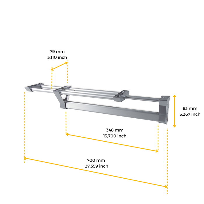 Emuca Porte-vêtements extractible pour armoire, Anodisé mat