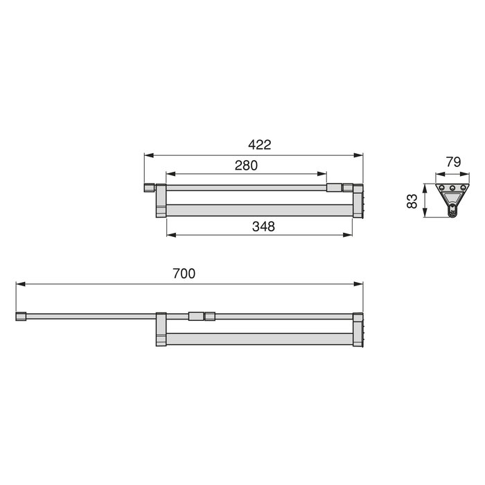 Emuca Porte-vêtements extractible pour armoire, Anodisé mat, Aluminium.