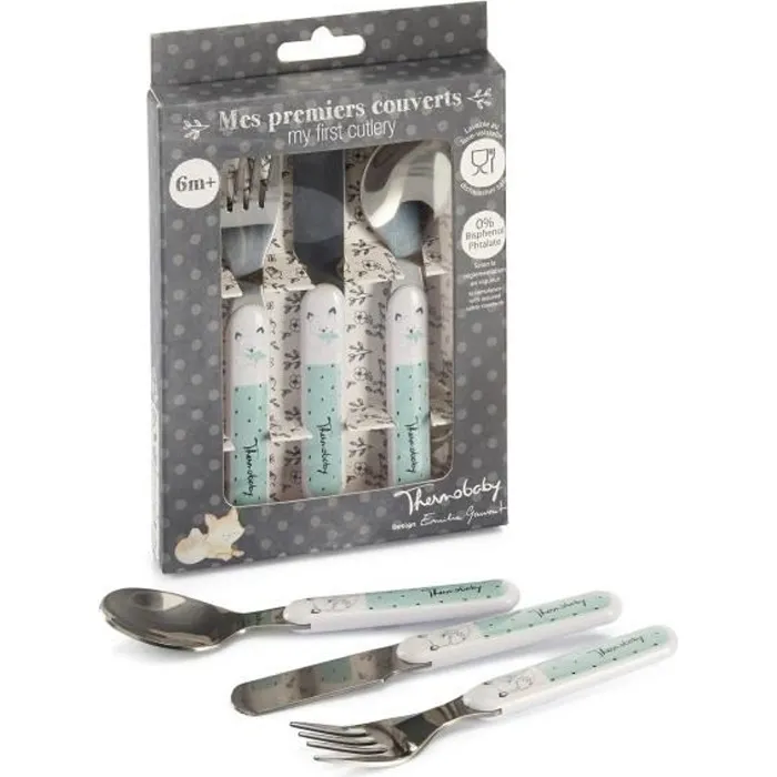 Thermobaby Coffret de couverts en acier inoxydable - Forêt Thermobaby Coffret de couverts en acier inoxydable - Forêt