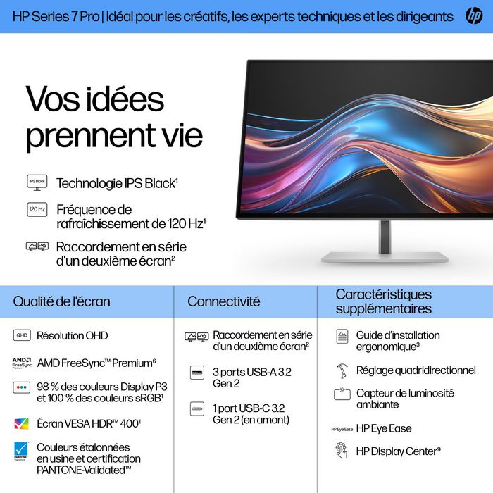 HP Écran QHD HP Series 7 Pro 27 pouces 727pq Argent