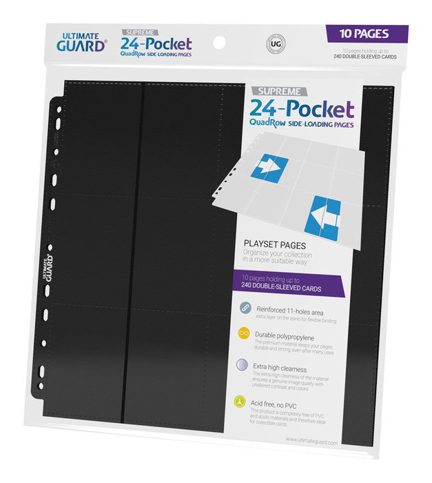 Ultimate Guard 24-Pocket QuadRow Pages Side-Loading (10) - Black Ultimate Guard 24-Pocket QuadRow Pages Side-Loading (10) - Black