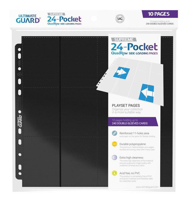 Ultimate Guard 24-Pocket QuadRow Pages Side-Loading (10) - Black Ultimate Guard 24-Pocket QuadRow Pages Side-Loading (10) - Black