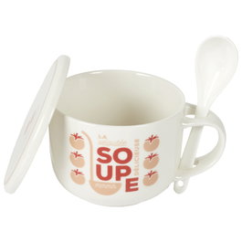 Home Deco Factory Bol à soupe en grès avec cuillère 550 ml