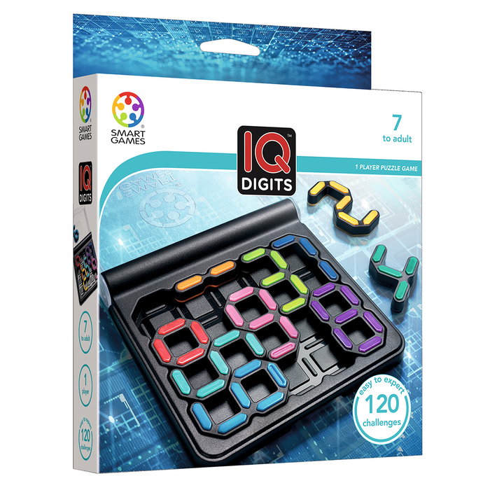 SMART GAMES Jeu de Réflexion et Logique IQ Digits SG301 - 120 Défis, Puzzles Numériques à Emporter, À Partir de 7 Ans