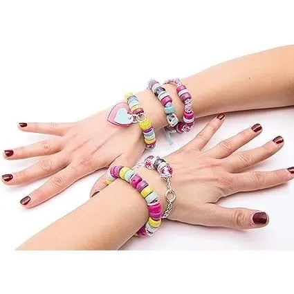Clementoni Crazy Chic - Coffret Créatif Perles Multicolores pour Bracelets Arc-en-Ciel - 100 Perles, Fermoirs, Bracelets Lycra - Fille à Partir de 7 Ans