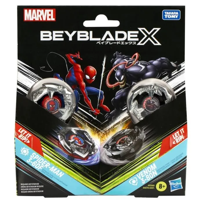 Hasbro Beyblade X Multipack Toupie Spider-Man 3-60F vs. Venom 3-80N Marvel Des 8 ans