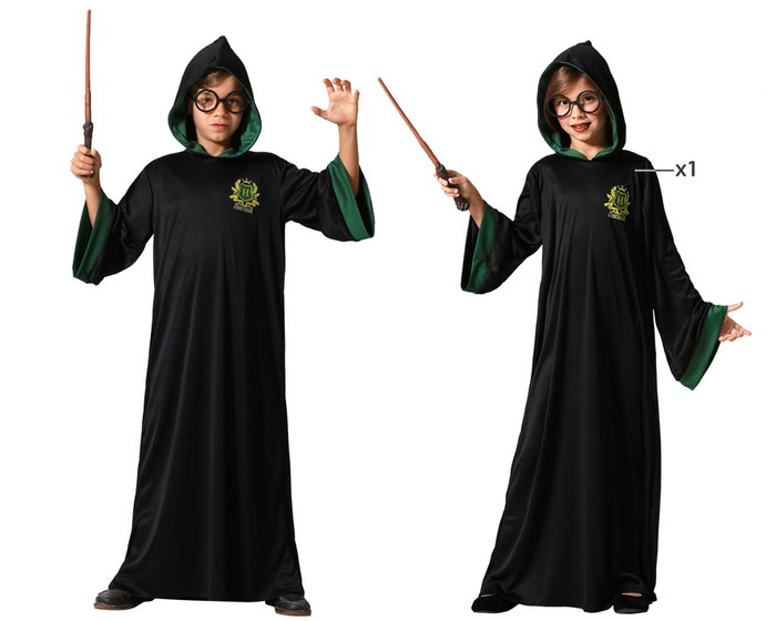 atosa Tunique noire avec capuche pour enfant étudiant de magie vert atosa Tunique noire avec capuche pour enfant étudiant de magie vert