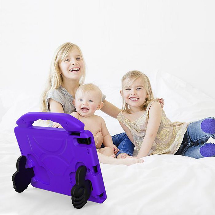 eSTUFF Coque antichoc pour enfants avec poignée et béquille pour iPad 10.2" - Protection élevée écran et caméra - Violet