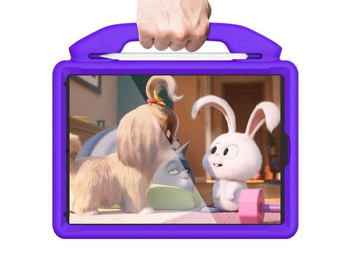 eSTUFF Coque antichoc pour enfants avec poignée et béquille pour iPad 10.2" - Protection élevée écran et caméra - Violet