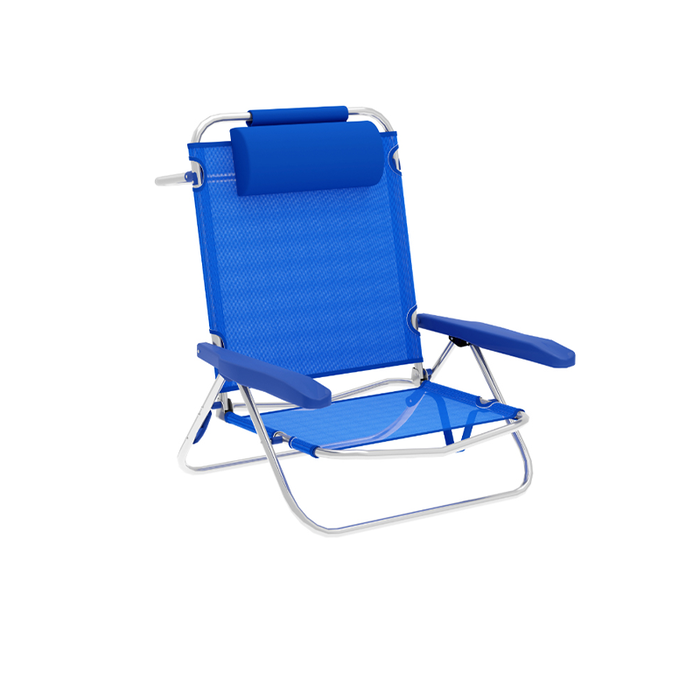 Marbueno Chaise Pliante 5 Positions Aluminium avec Coussin Bleu Plage et Piscine 61x68x82 cm 10243