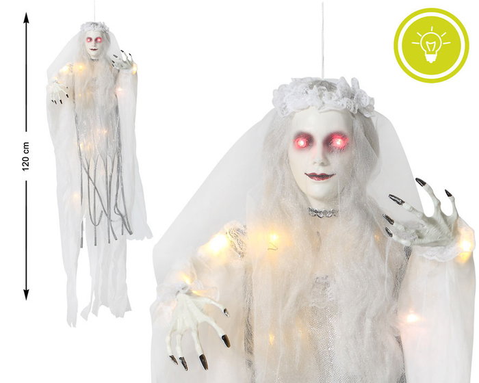 Pendentif Décoratif Novia Lumineux avec Robe Déchirée - 120 cm, Décoration d'Halloween et Fête Thématique Fantôme et Horreur Pendentif Décoratif Novia Lumineux avec Robe Déchirée - 120 cm, Décoration d'Halloween et Fête Thématique Fantôme et Horreur