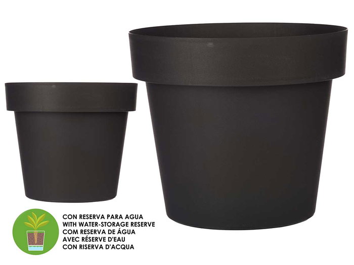 Ibergarden Pot en Plastique Anthracite avec Réservoir d'Eau 40 cm (Set de 6) Ibergarden Pot en Plastique Anthracite avec Réservoir d'Eau 40 cm (Set de 6)