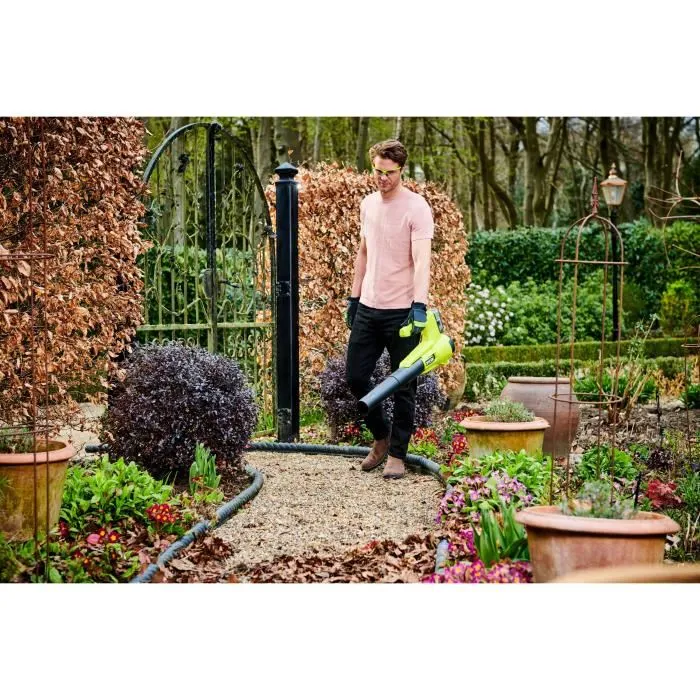 RYOBI Souffleur sans fil 18V Turbo Jet - Vitesse max 145 km/h, Débit air 7,1 m³/min - Avec batterie 4,0 Ah et chargeur 1,5 A