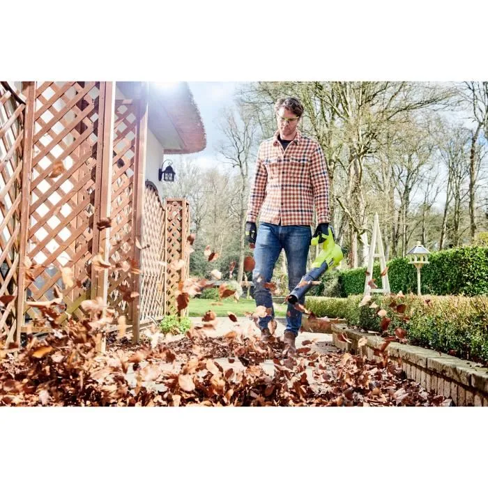 RYOBI Souffleur sans fil 18V Turbo Jet - Vitesse max 145 km/h, Débit air 7,1 m³/min - Avec batterie 4,0 Ah et chargeur 1,5 A