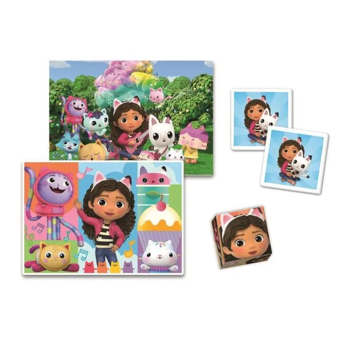 CLEMENTONI Gabby et la maison magique - Coffret éducatif 4 en 1 avec puzzle 30 et 48 pièces, mémory et 6 cubes - Jeu d'apprentissage pour enfants dès 3 ans CLEMENTONI Gabby et la maison magique - Coffret éducatif 4 en 1 avec puzzle 30 et 48 pièces, mémory et 6 cubes - Jeu d'apprentissage pour enfants dès 3 ans