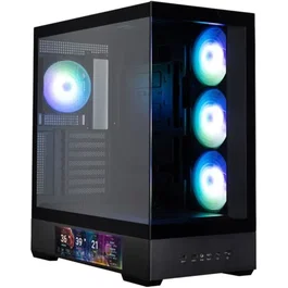 ZALMAN Boitier PC moyen tour P40 DS, format ATX, 4 ventilateurs ARGB, 2 panneaux verre trempé, écran LCD 9.1", USB-C, sans alimentation, noir