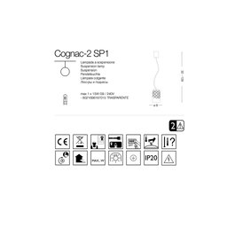 Lampe À Suspension Cognac en Cristal ø90x320/1290mm