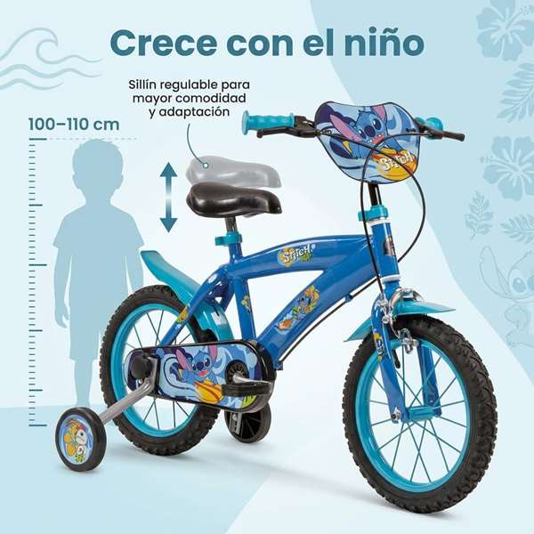 Toimsa Bicicleta Stitch 14" - Vélo enfant 14 pouces pour 4 à 6 ans (36 mois min.) - Bleu