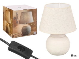 Giftdecor Lampe Rayures Blanche 39 cm Céramique Tissu E27 (Set de 4)