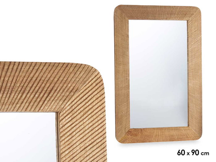 Giftdecor Miroir 60 x 90 cm Lignes Naturelles en Bois Marron Giftdecor Miroir 60 x 90 cm Lignes Naturelles en Bois Marron