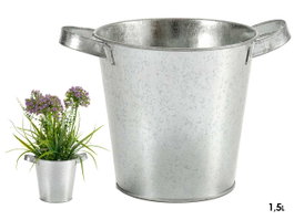 Ibergarden Seau avec anses larges en zinc 20x14x16 cm 1,5 L argent (Set de 24)