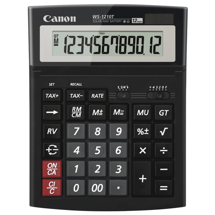 Canon WS-1210T Calculatrice de bureau noire à 12 chiffres Canon WS-1210T Calculatrice de bureau noire à 12 chiffres