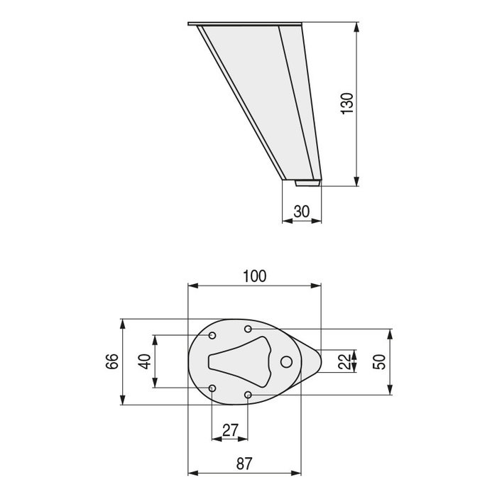 Q&Q Pied de meuble métallique Cone H130 - Hauteur 130 mm - Finition chrome
