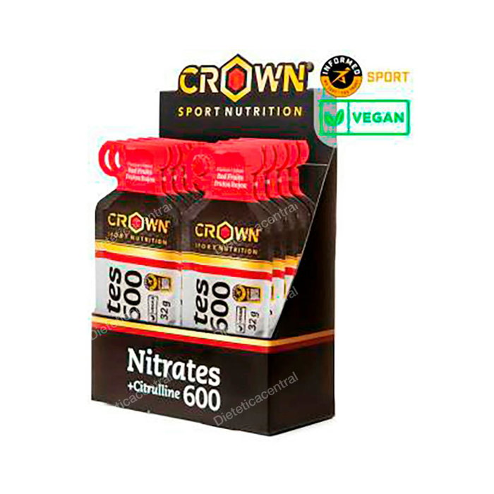 Crown Sport Nutrition Nitrates 600 + Citrulline Gels Fruits Rouges 10 x 32 g, Précurseur d'Oxyde Nitrique, Certifié Antidopage, Végan Crown Sport Nutrition Nitrates 600 + Citrulline Gels Fruits Rouges 10 x 32 g, Précurseur d'Oxyde Nitrique, Certifié Antidopage, Végan