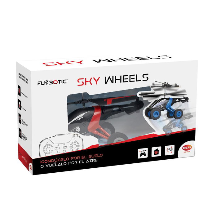 Bizak Flybotic 62004777 - Hélicoptère Radio Commandé Sky Wheels avec 4 Roues, Infrarouge 2 Canaux, Batterie LiPo, Charge USB, +10 Ans Bizak Flybotic 62004777 - Hélicoptère Radio Commandé Sky Wheels avec 4 Roues, Infrarouge 2 Canaux, Batterie LiPo, Charge USB, +10 Ans