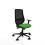 Chaise Mardos Synchro 4 positions tissu Vert Maille Noir Base en nylon noir Accoudoir 1D Sans appui-tête Roulettes 65mm nylon