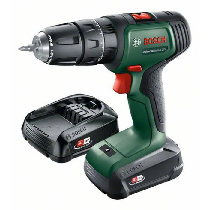 Bosch UniversalImpact 18 Perceuse à percussion sans-fil (2 batteries 1,5Ah + chargeur + coffret)