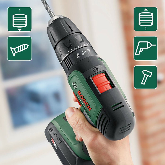 Bosch UniversalImpact 18 Perceuse à percussion sans-fil (2 batteries 1,5Ah + chargeur + coffret)