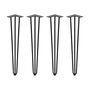 Emuca Lot de 4 pieds Hairpin de 3 fils par table, hauteur 710mm, Acier, Peint en noir