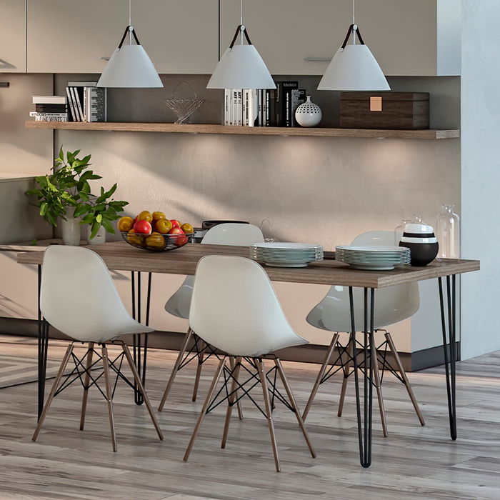 Emuca Lot de 4 pieds Hairpin de 3 fils par table, hauteur 710mm, Acier, Peint en noir