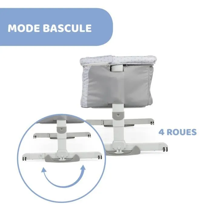 Chicco Next2Me Dream Silver - Berceau cododo de 0 mois, hauteur réglable, inclinable, avec roues, freins et matelas