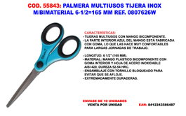 PALMERA MULTIUSOS TIJERA INOX M/BIMAT.6-1/2 165 mm