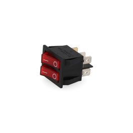 Edm Interrupteur double lumineux encastré on/off 15A 6 broches noir
