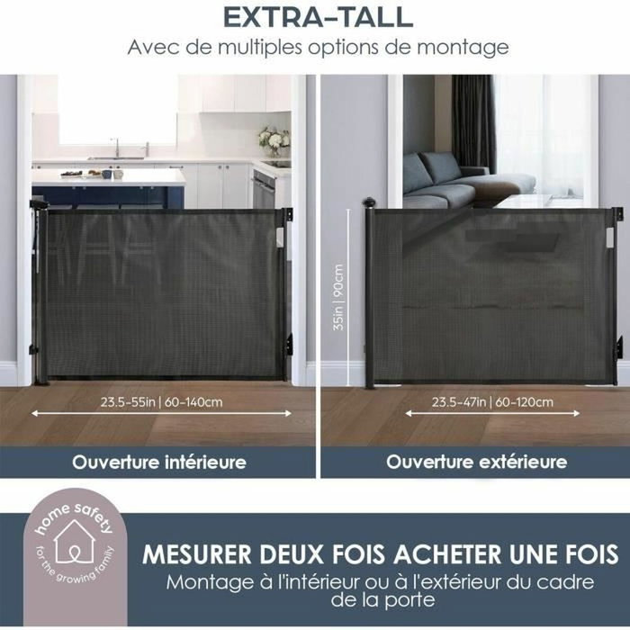 Dreambaby Barrière de sécurité rétractable extra haute, 60 à 140 cm, Noir Dreambaby Barrière de sécurité rétractable extra haute, 60 à 140 cm, Noir