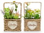 Ibergarden Maceta avec anse assortis 12x21x10cm Plastique Bois Métal Vert (Set de 12)