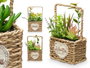 Ibergarden Maceta avec anse assortis 12x21x10cm Plastique Bois Métal Vert (Set de 12)