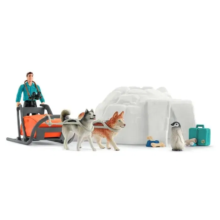 Schleich 42558 Wild Life - Coffret figurines Expédition en Antarctique avec traîneau, igloo, animaux et accessoires, jouet pour enfant dès 3 ans