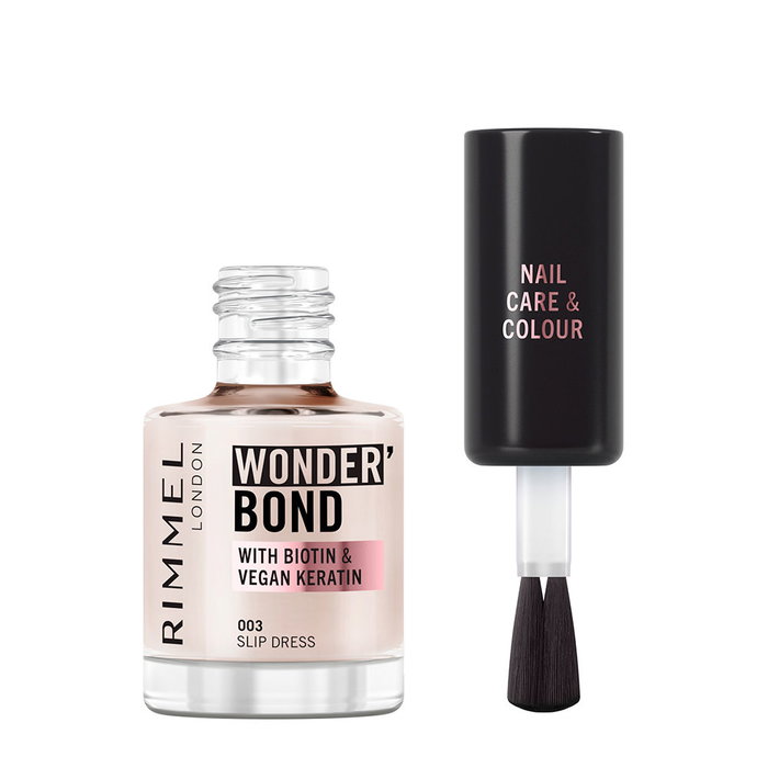 Rimmel London Wonder'Bond Vernis à Ongles Soin et Teinte N°003 Slip Dress 12 ml - Renforcé à la Biotine et Kératine