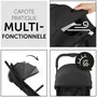 Hauck Poussette compacte Travel N Care Noir - Pliage à une main, siège inclinable allongé, capote UPF 50+, 4 roues pivotantes, suspension et panier